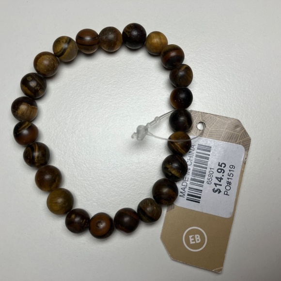 Matte Elastic Tiger's Eye Beaded Bracelet - Picture 5 of 5